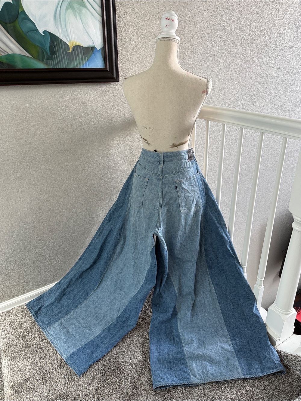 NWT Rare Levi's Premium Blue Tab Roper Extra Wide Leg Patchwork Jeans - Size 32 - Picture 5 of 14